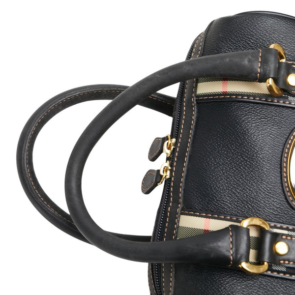 バーバリー ノバチェック ハンドバッグ ブラック レザー レディース BURBERRY 【中古】