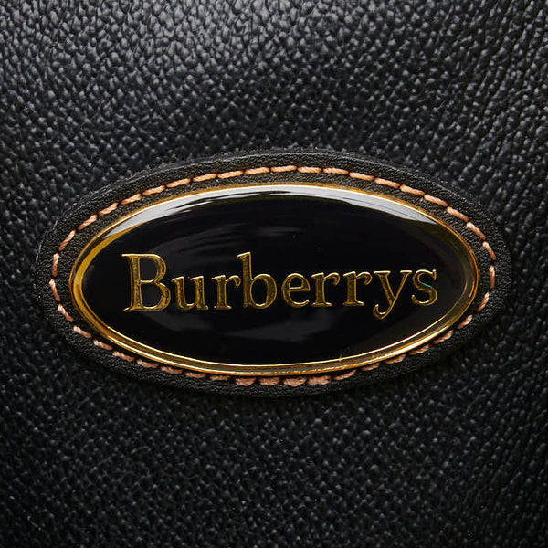 バーバリー ノバチェック ハンドバッグ ブラック レザー レディース BURBERRY 【中古】