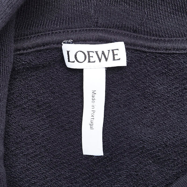 ロエベ ロゴ プルオーバーパーカー フーディー ブラック ブルー コットン メンズ LOEWE 【中古】