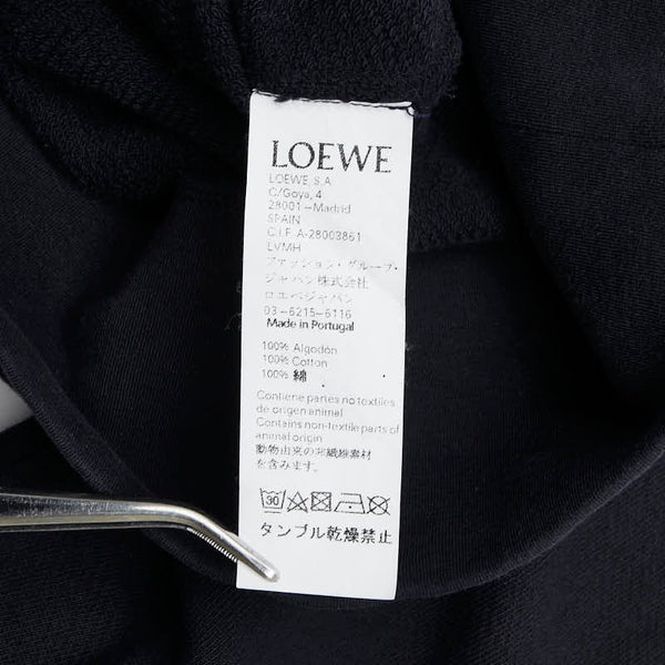 ロエベ ロゴ プルオーバーパーカー フーディー ブラック ブルー コットン メンズ LOEWE 【中古】