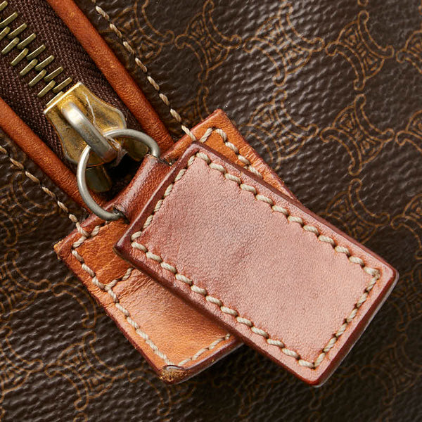 セリーヌ マカダム ハンドバッグ ミニボストンバッグ ブラウン PVC レザー レディース CELINE 【中古】