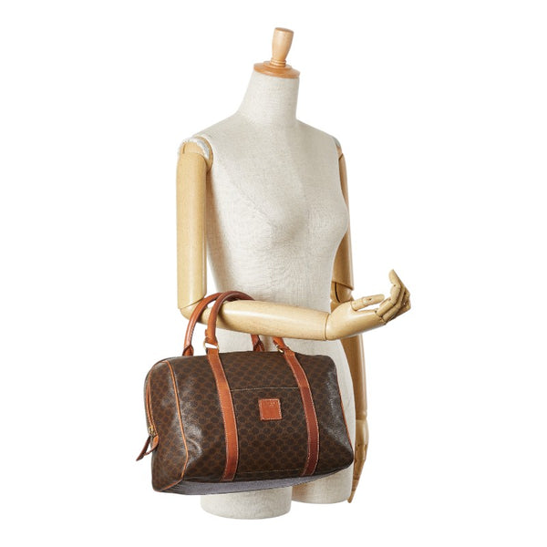 セリーヌ マカダム ハンドバッグ ミニボストンバッグ ブラウン PVC レザー レディース CELINE 【中古】
