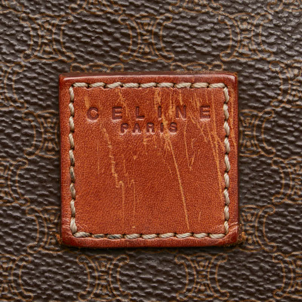 セリーヌ マカダム ハンドバッグ ミニボストンバッグ ブラウン PVC レザー レディース CELINE 【中古】