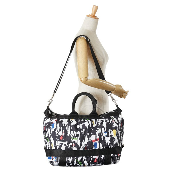 レスポートサック 総柄 ボストンバッグ ショルダーバッグ 2WAY ホワイト マルチカラー ナイロン レディース LeSportsac 【中古】