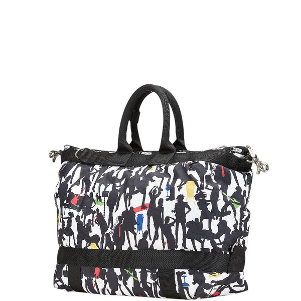 レスポートサック 総柄 ボストンバッグ ショルダーバッグ 2WAY ホワイト マルチカラー ナイロン レディース LeSportsac 【中古】