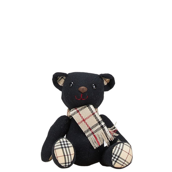 バーバリー ノバチェック テディベア ハンカチ 2点セット ネイビー キャンバス レディース BURBERRY 【中古】