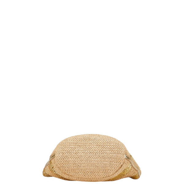 ケイトスペード スパンコール チェーン ハンドバッグ ベージュ ゴールド 麻・リネン レザー レディース Kate Spade 【中古】