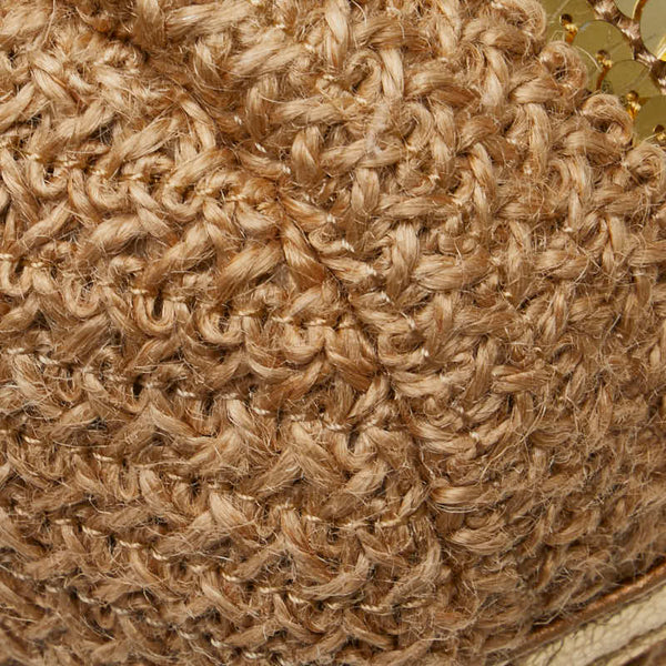 ケイトスペード スパンコール チェーン ハンドバッグ ベージュ ゴールド 麻・リネン レザー レディース Kate Spade 【中古】