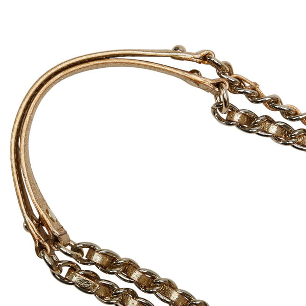 ケイトスペード スパンコール チェーン ハンドバッグ ベージュ ゴールド 麻・リネン レザー レディース Kate Spade 【中古】