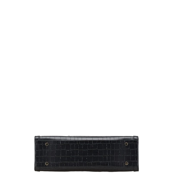 サマンサベガ クロコ型押し トートバッグ ショルダーバッグ 2WAY ブラック 合成皮革 メンズ Samantha Vega 【中古】