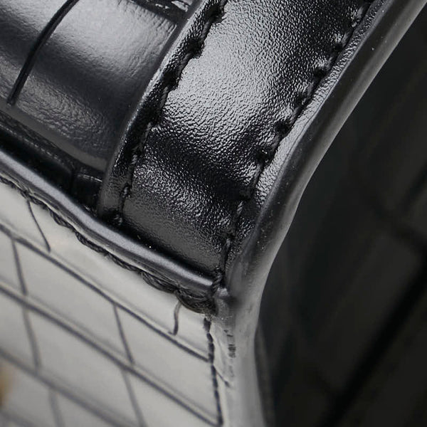 サマンサベガ クロコ型押し トートバッグ ショルダーバッグ 2WAY ブラック 合成皮革 メンズ Samantha Vega 【中古】