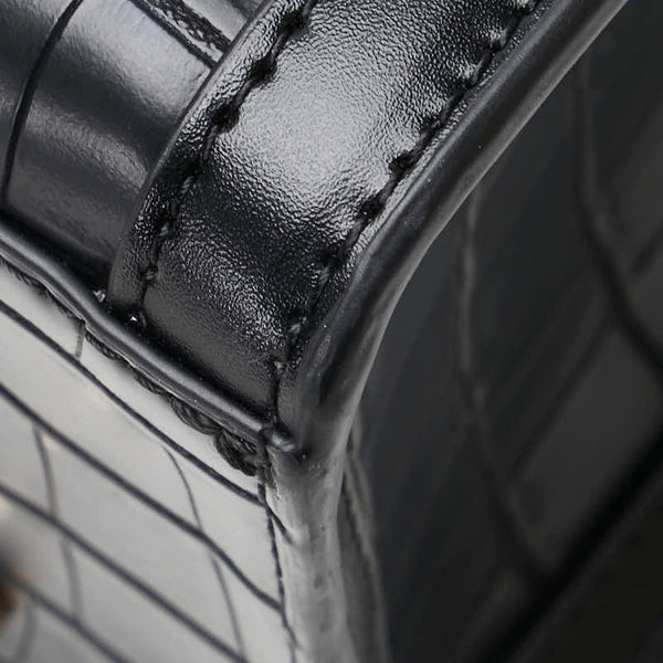 サマンサベガ クロコ型押し トートバッグ ショルダーバッグ 2WAY ブラック 合成皮革 メンズ Samantha Vega 【中古】