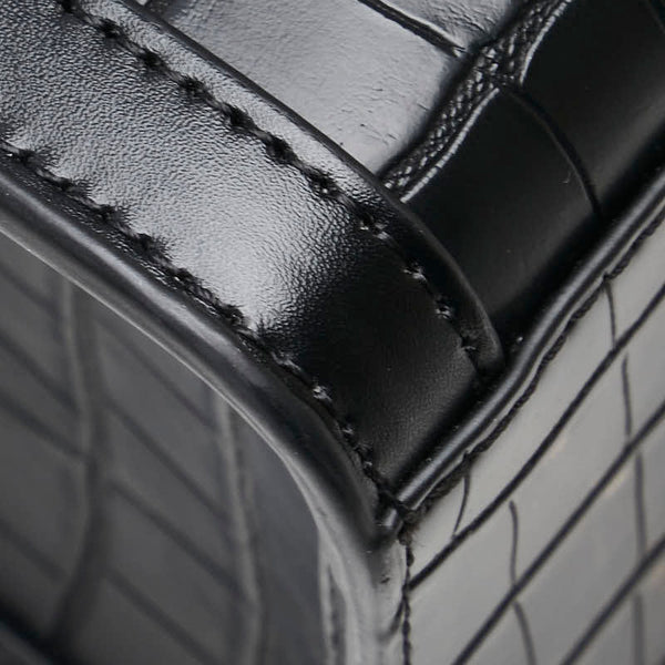 サマンサベガ クロコ型押し トートバッグ ショルダーバッグ 2WAY ブラック 合成皮革 メンズ Samantha Vega 【中古】