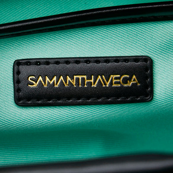 サマンサベガ クロコ型押し トートバッグ ショルダーバッグ 2WAY ブラック 合成皮革 メンズ Samantha Vega 【中古】