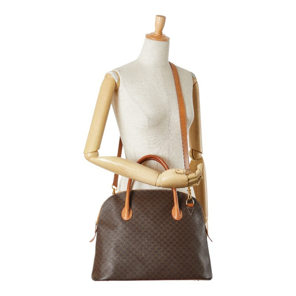 セリーヌ マカダム トートバッグ ショルダーバッグ 2WAY ブラウン PVC レザー レディース CELINE 【中古】