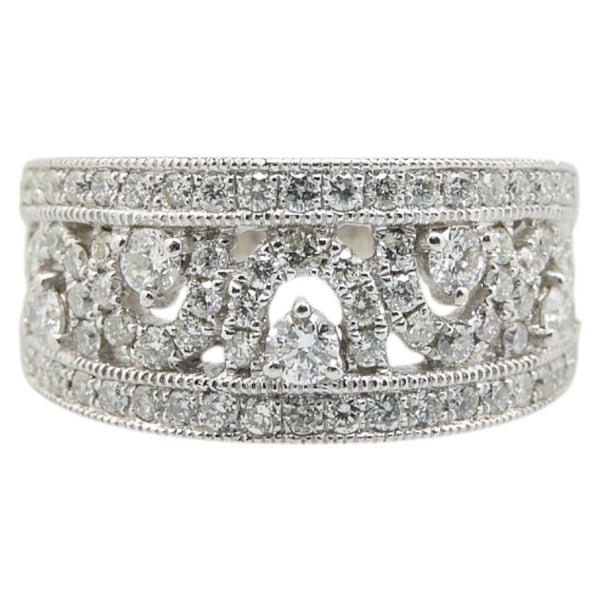 Pt950 プラチナ ダイヤ1.00ct メレダイヤ リング 指輪 レディース 10.5号 【中古】