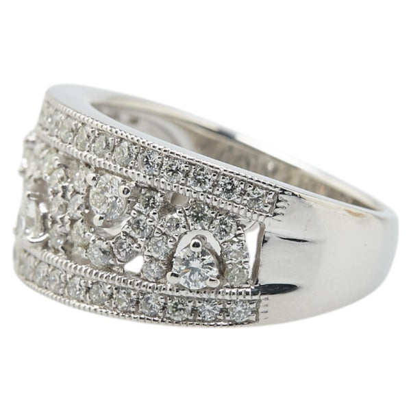 Pt950 プラチナ ダイヤ1.00ct メレダイヤ リング 指輪 レディース 10.5号 【中古】