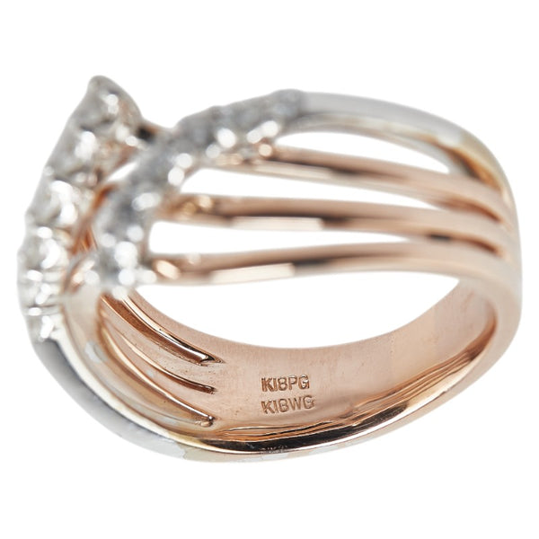 K18PG ピンクゴールド K18WG ホワイトゴールド ダイヤ0.50ct リング 指輪 レディース 15号 【中古】