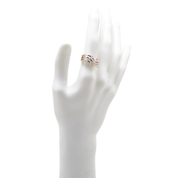 K18PG ピンクゴールド K18WG ホワイトゴールド ダイヤ0.50ct リング 指輪 レディース 15号 【中古】
