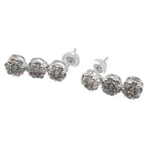 K14WG ホワイトゴールド ダイヤ1.00ct 花 フラワー モチーフ スイング ピアス レディース 【中古】
