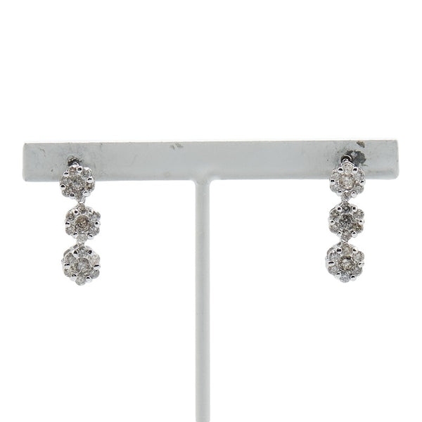 K14WG ホワイトゴールド ダイヤ1.00ct 花 フラワー モチーフ スイング ピアス レディース 【中古】