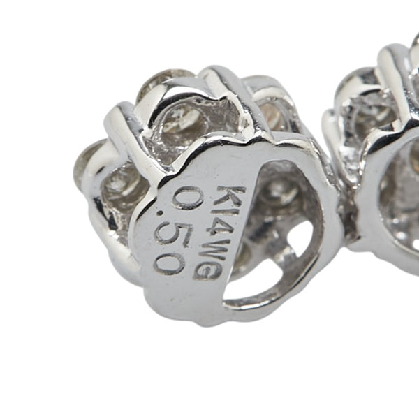K14WG ホワイトゴールド ダイヤ1.00ct 花 フラワー モチーフ スイング ピアス レディース 【中古】