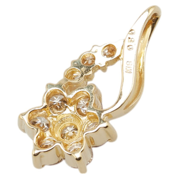 K18YG イエローゴールド ダイヤ0.50ct 花 フラワー モチーフ ペンダントトップ レディース 【中古】