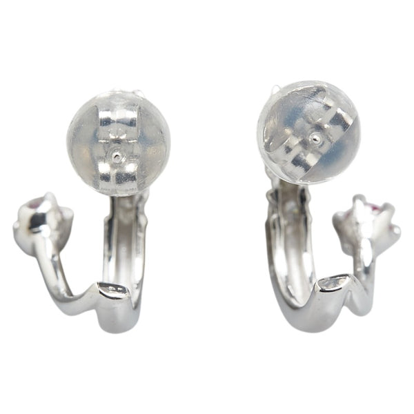 K14WG ホワイトゴールド ルビー ダイヤ0.26ct ピアス レディース 【中古】