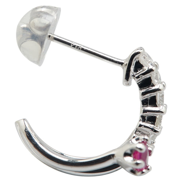 K14WG ホワイトゴールド ルビー ダイヤ0.26ct ピアス レディース 【中古】