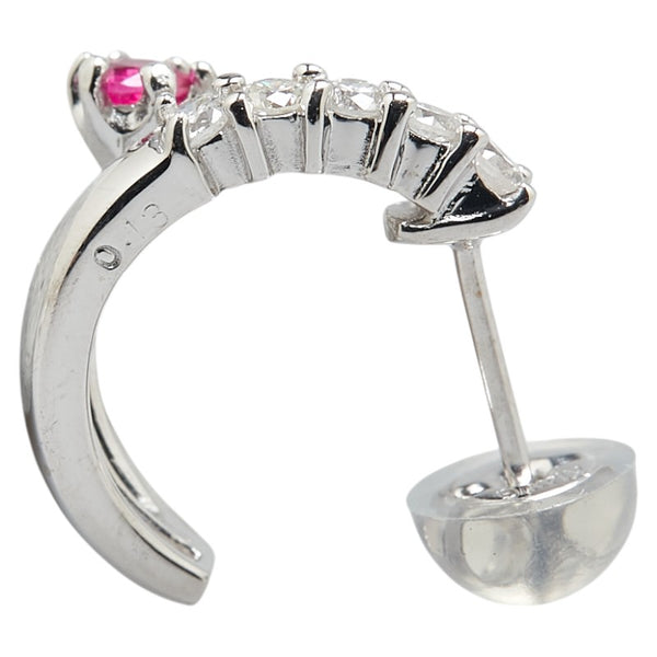 K14WG ホワイトゴールド ルビー ダイヤ0.26ct ピアス レディース 【中古】