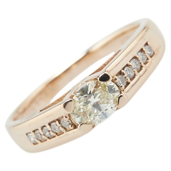K18PG ピンクゴールド ダイヤ0.428ct ダイヤ0.10ct リング 指輪 レディース 12号 【中古】