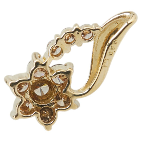 K18YG イエローゴールド ダイヤ0.50ct 花 フラワー モチーフ ペンダントトップ レディース 【中古】