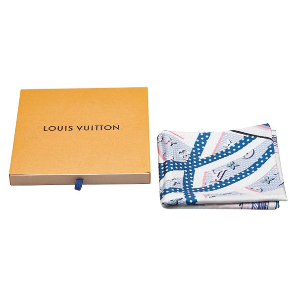 ルイ ヴィトン カレ ポップLV スカーフ M73876 パープル ブルー マルチカラー シルク レディース LOUIS VUITTON 【中古】