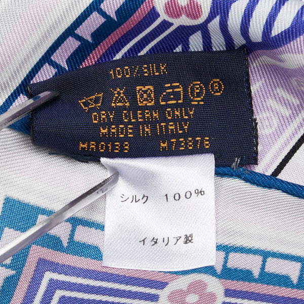 ルイ ヴィトン カレ ポップLV スカーフ M73876 パープル ブルー マルチカラー シルク レディース LOUIS VUITTON 【中古】