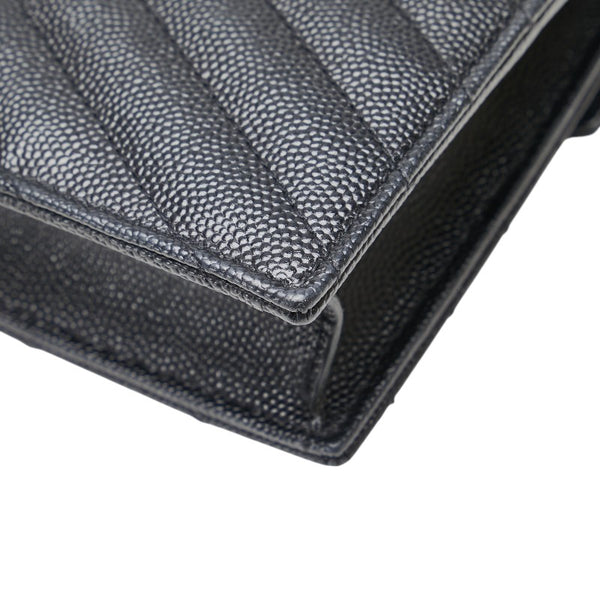 サンローラン YSLロゴ エンベローブ チェーンウォレット ショルダーバッグ ブラック レザー レディース SAINT LAURENT 【中古】