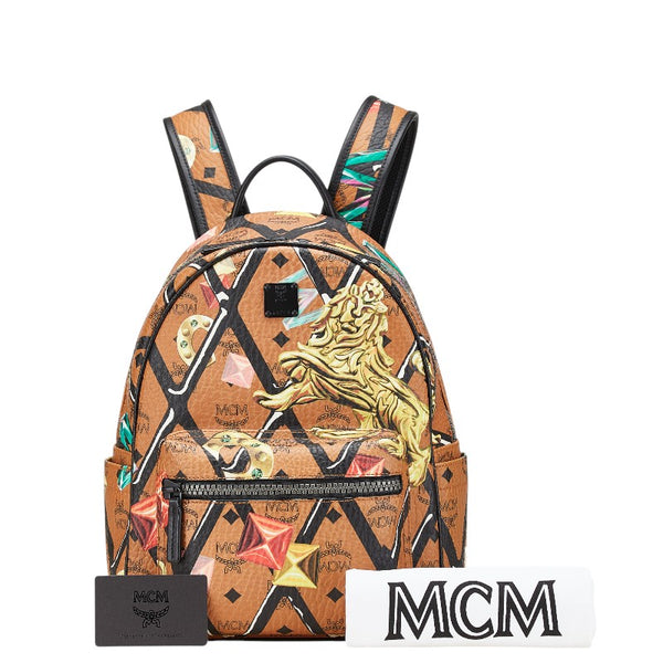エム シー エム ラブレス コラボ ヴィセトス リュック バックパック ブラウン マルチカラー PVC レザー レディース MCM 【中古】