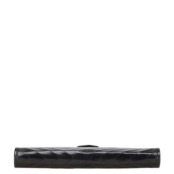 サンローラン YSLロゴ クラッチバッグ ブラック レザー レディース SAINT LAURENT 【中古】