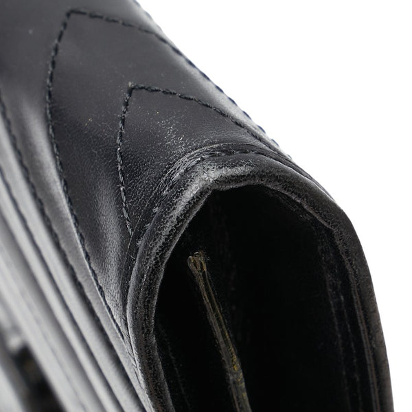 サンローラン YSLロゴ クラッチバッグ ブラック レザー レディース SAINT LAURENT 【中古】