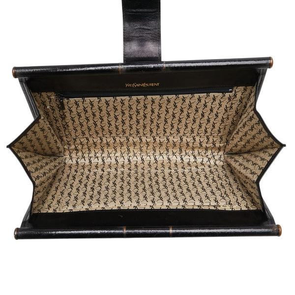 サンローラン YSLロゴ クラッチバッグ ブラック レザー レディース SAINT LAURENT 【中古】