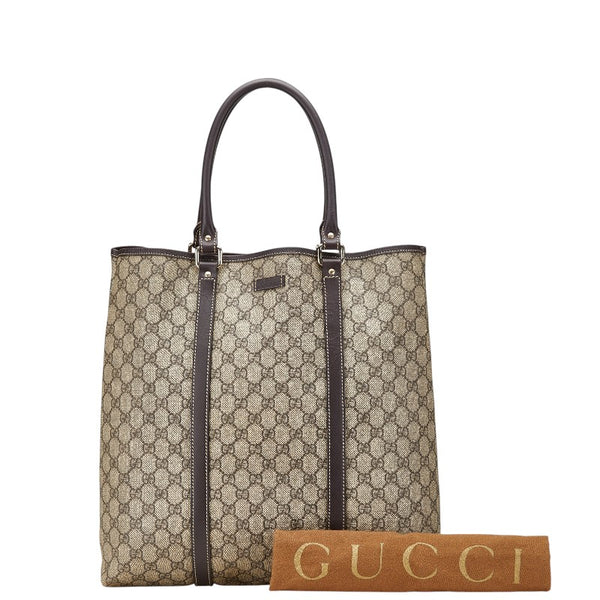 グッチ GGスプリーム トートバッグ 223668 ベージュ ブラウン PVC レザー レディース GUCCI 【中古】