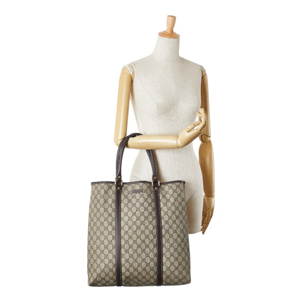 グッチ GGスプリーム トートバッグ 223668 ベージュ ブラウン PVC レザー レディース GUCCI 【中古】