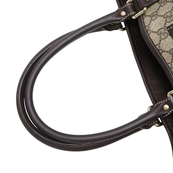 グッチ GGスプリーム トートバッグ 223668 ベージュ ブラウン PVC レザー レディース GUCCI 【中古】