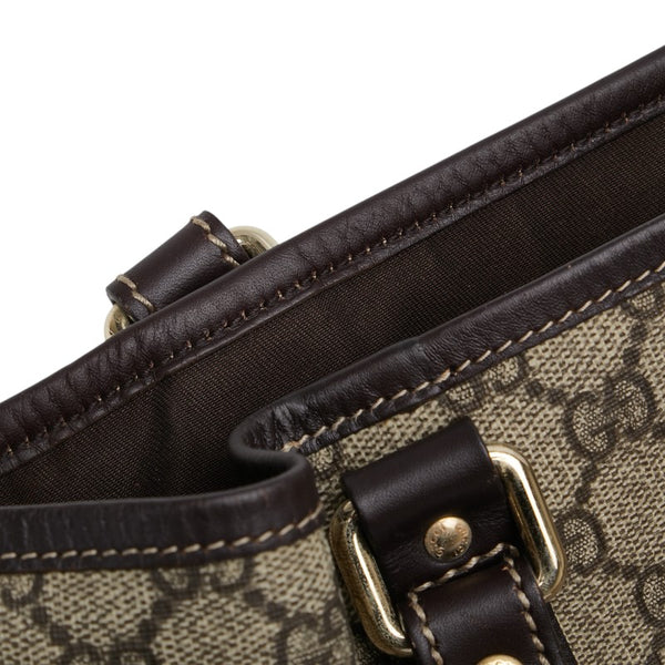 グッチ GGスプリーム トートバッグ 223668 ベージュ ブラウン PVC レザー レディース GUCCI 【中古】