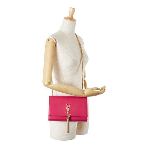 サンローラン ケイト ミディアム YSL タッセル 斜め掛け チェーン ショルダーバッグ 354119 ピンク レザー レディース SAINT LAURENT 【中古】