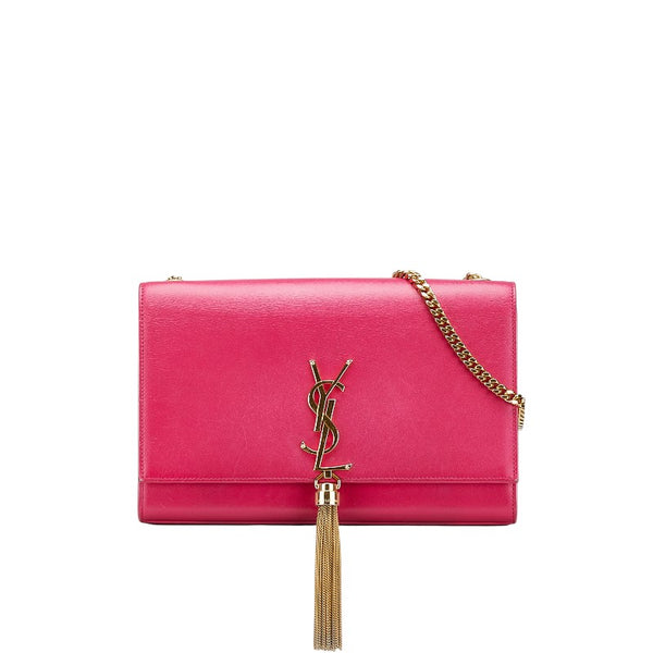 サンローラン ケイト ミディアム YSL タッセル 斜め掛け チェーン ショルダーバッグ 354119 ピンク レザー レディース SAINT LAURENT 【中古】