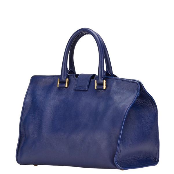 サンローラン YSLロゴ プチカバス ハンドバッグ ショルダーバッグ 2WAY 311210 ブルー レザー レディース SAINT LAURENT 【中古】