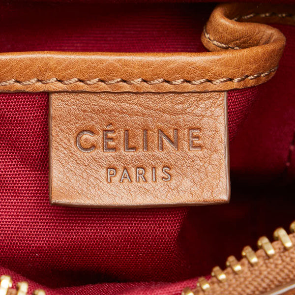 セリーヌ マカダム 斜め掛け ショルダーバッグ カメラバッグ ベージュ マルチカラー キャンバス レザー レディース CELINE 【中古】
