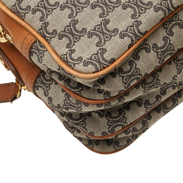 セリーヌ マカダム 斜め掛け ショルダーバッグ カメラバッグ ベージュ マルチカラー キャンバス レザー レディース CELINE 【中古】