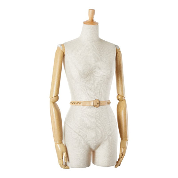 シャネル チェーン ベルト 65/26 ベージュ レザー レディース CHANEL 【中古】