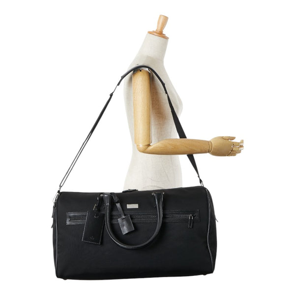 グッチ ボストンバッグ ショルダーバッグ 2WAY 114674 ブラック キャンバス レザー レディース GUCCI 【中古】